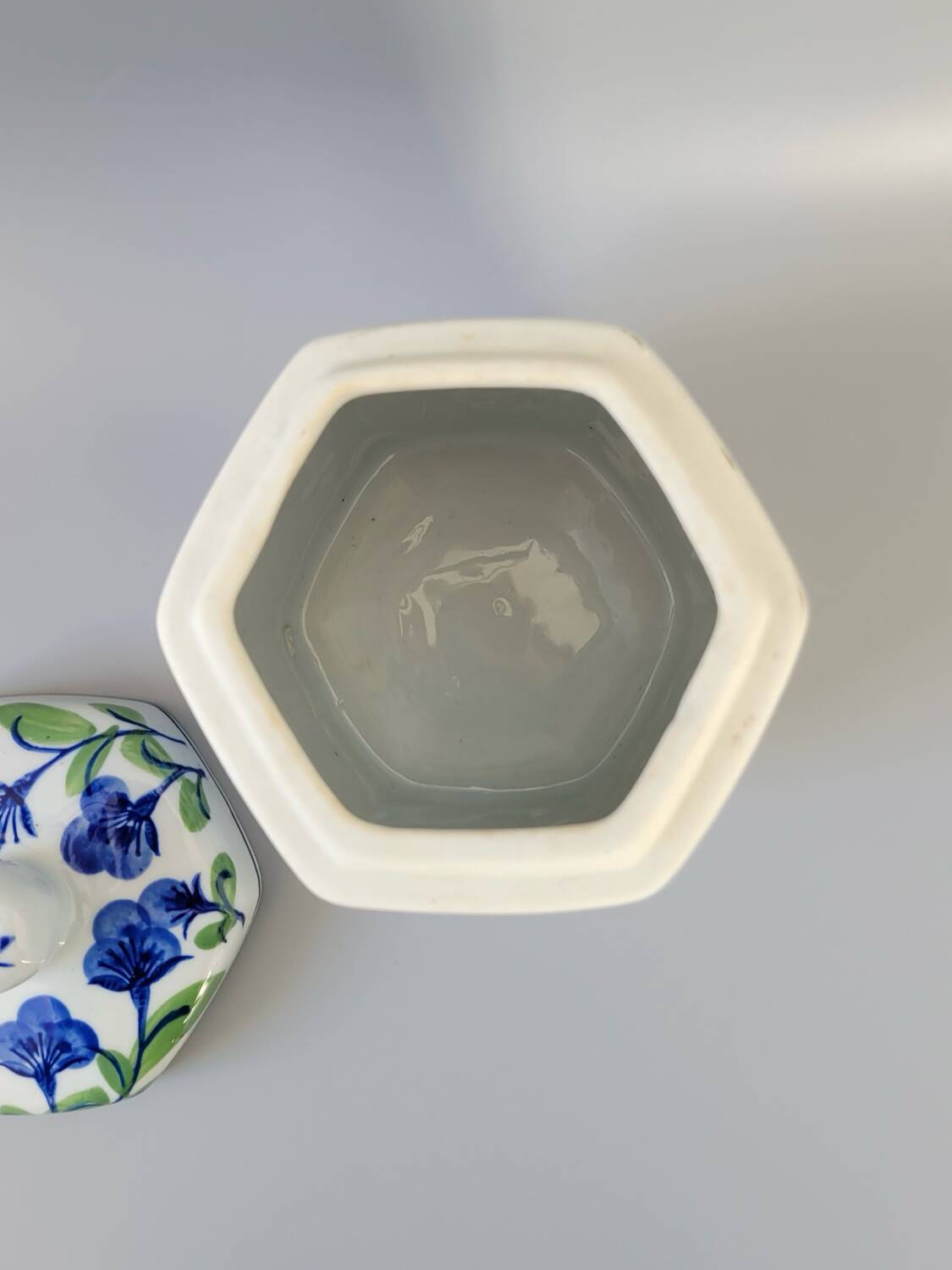 Blue and green ceramic pot
