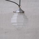 Stepped Opaque Glass Mid-Century Pendant Light
