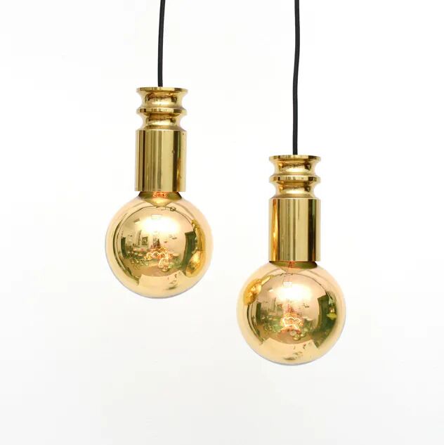 Paire de suspensions dorées, Danemark, années 1950
