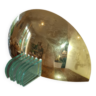 art deco brass and glass wall lamp attributed to Jean Perzel