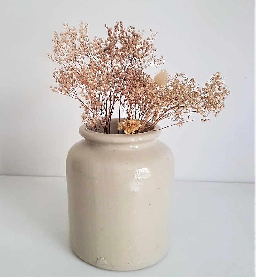 Old white mustard pot