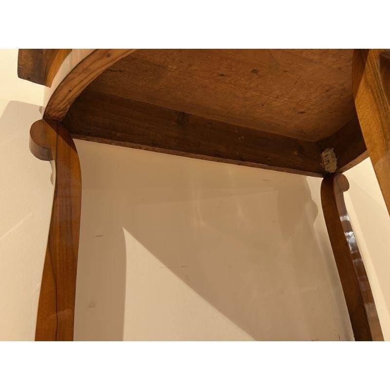 Biedermeier Demi-Lune Console Table in Walnut Veneer & Maple, Austria, 1830s