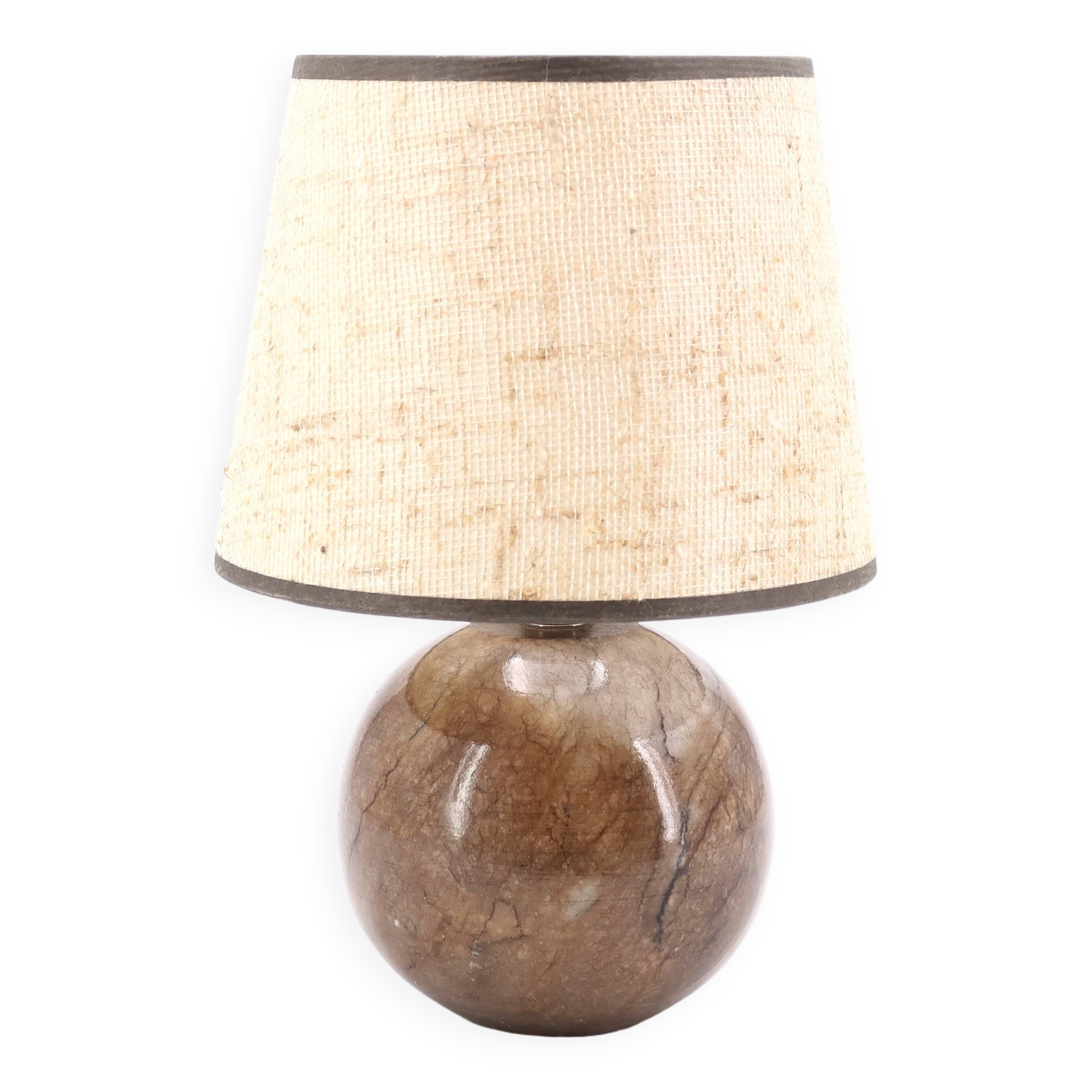 Marble ball lamp, beige lampshade, 1960s