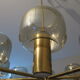 Mid-century 8-arm brass & glass chandelier
