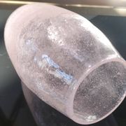 Vase artisanal en verre bullé rose/transparent