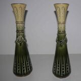 Pair of art deco soliflore vases in slurry