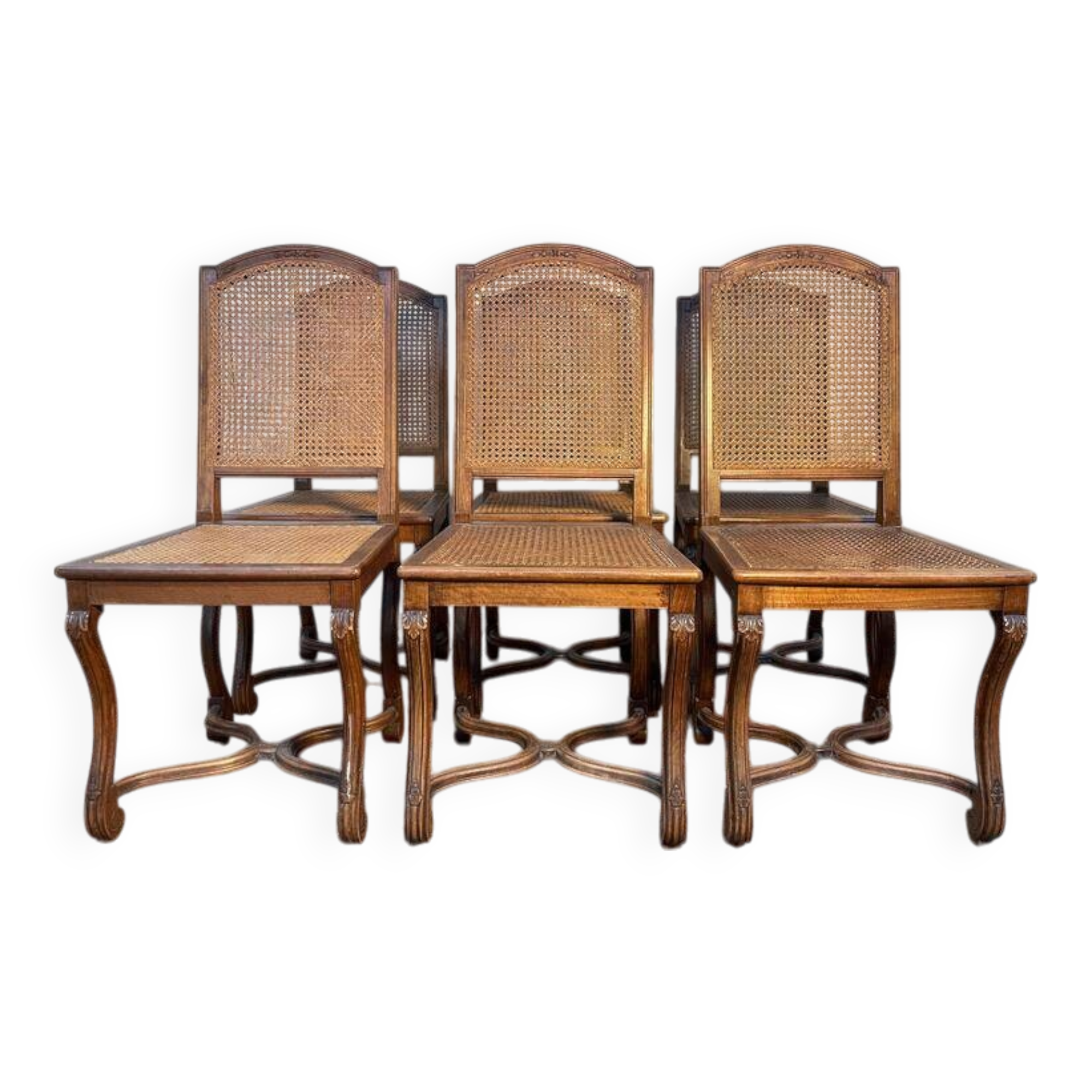 Suite de 6 chaises style Louis XIV en cannage
