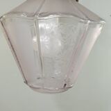 Vintage glass and brass lantern chandelier/1950