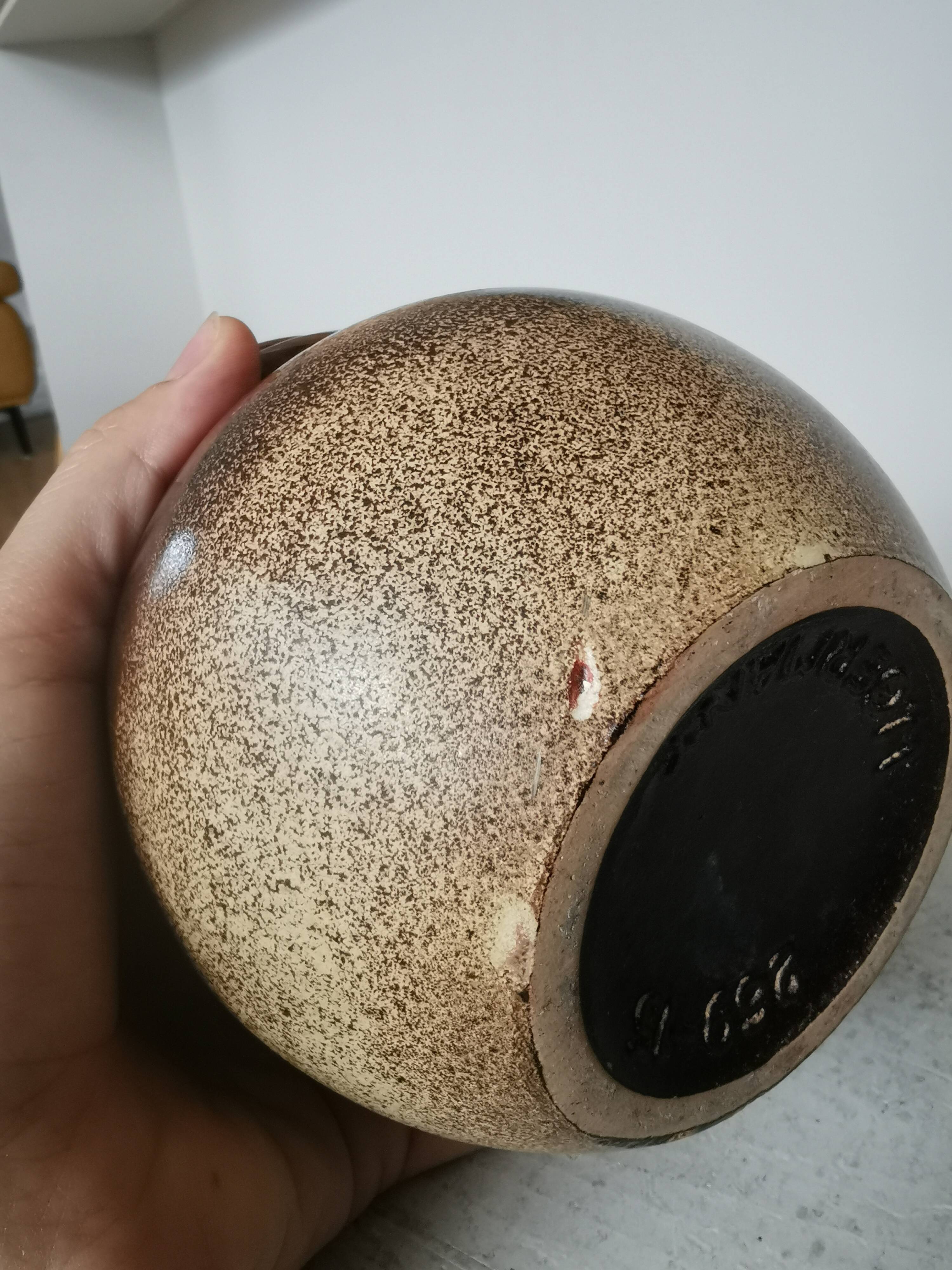 Vintage Fat Lava Vase: West German Brown Glazed Ceramic, Retro Boho Decor