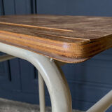 School desk 1960 white lacquered metal wooden top