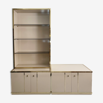 Zevi brass display unit cabinet 70s hollywood regency midcentury glass vintage