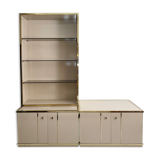 Zevi brass display unit cabinet 70s hollywood regency midcentury glass vintage