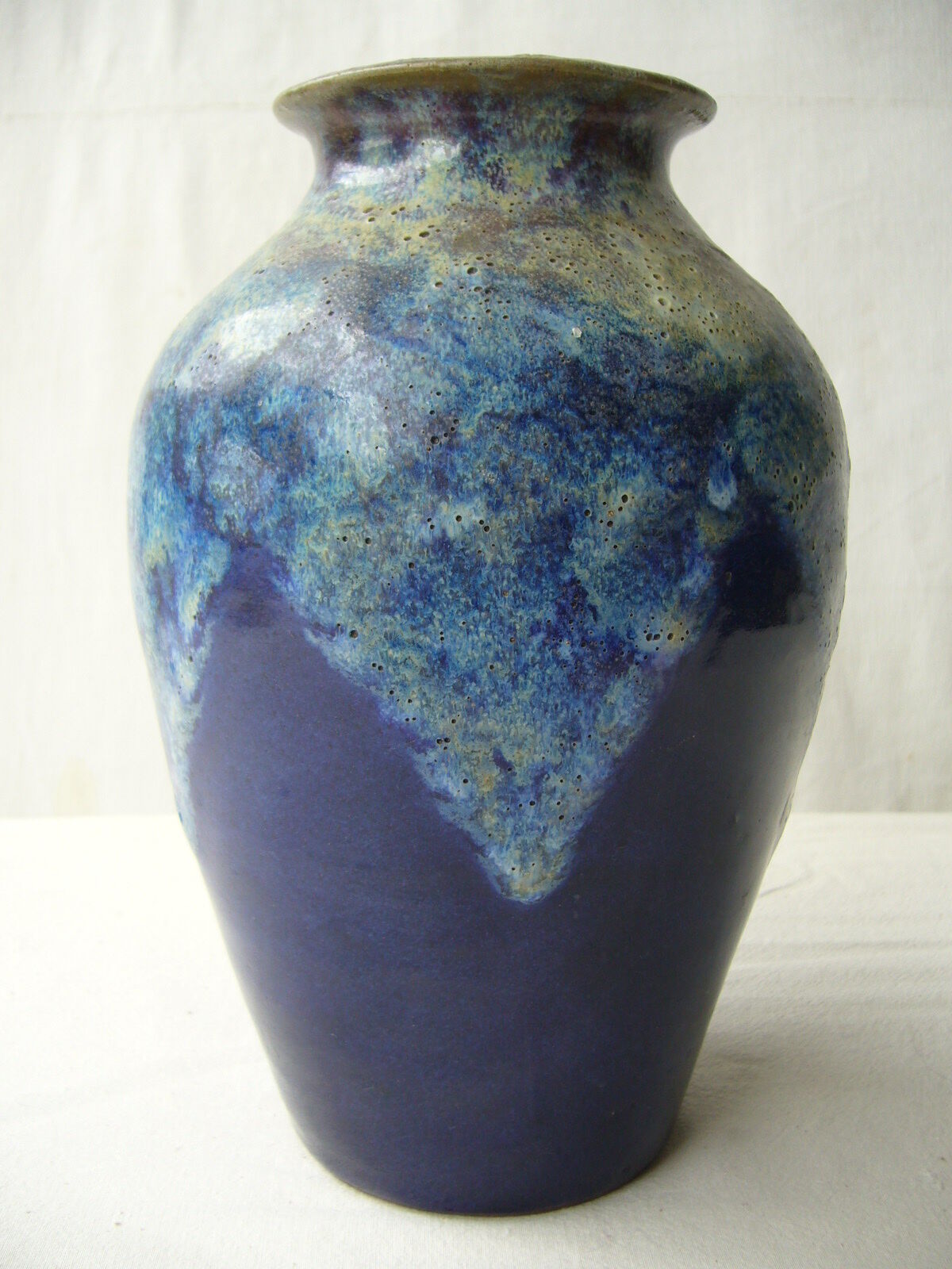 Vase en grès émaillé bleu Petit Masse Nièvre