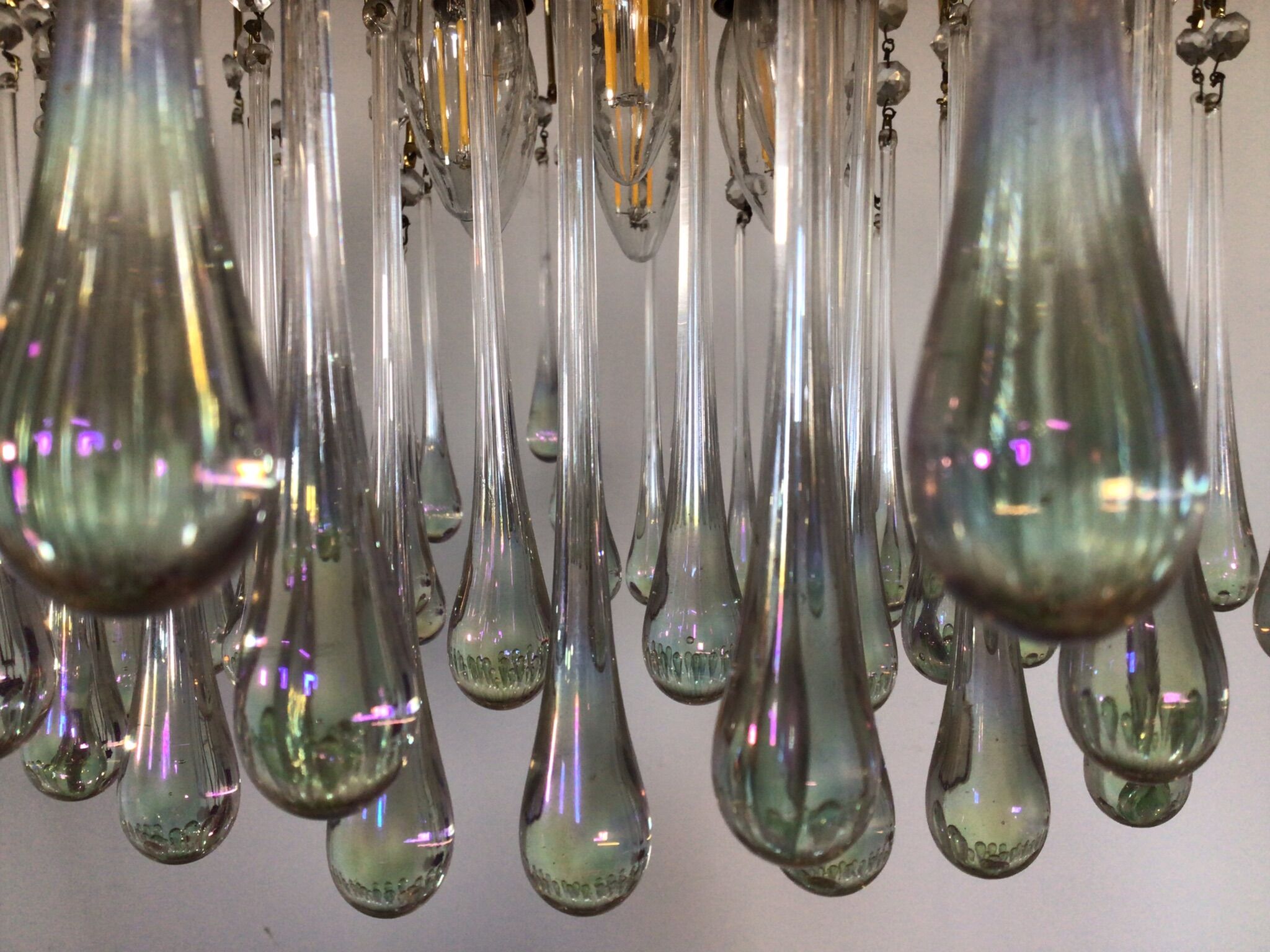 Mid-century waterfall hanging lamp with glass drops