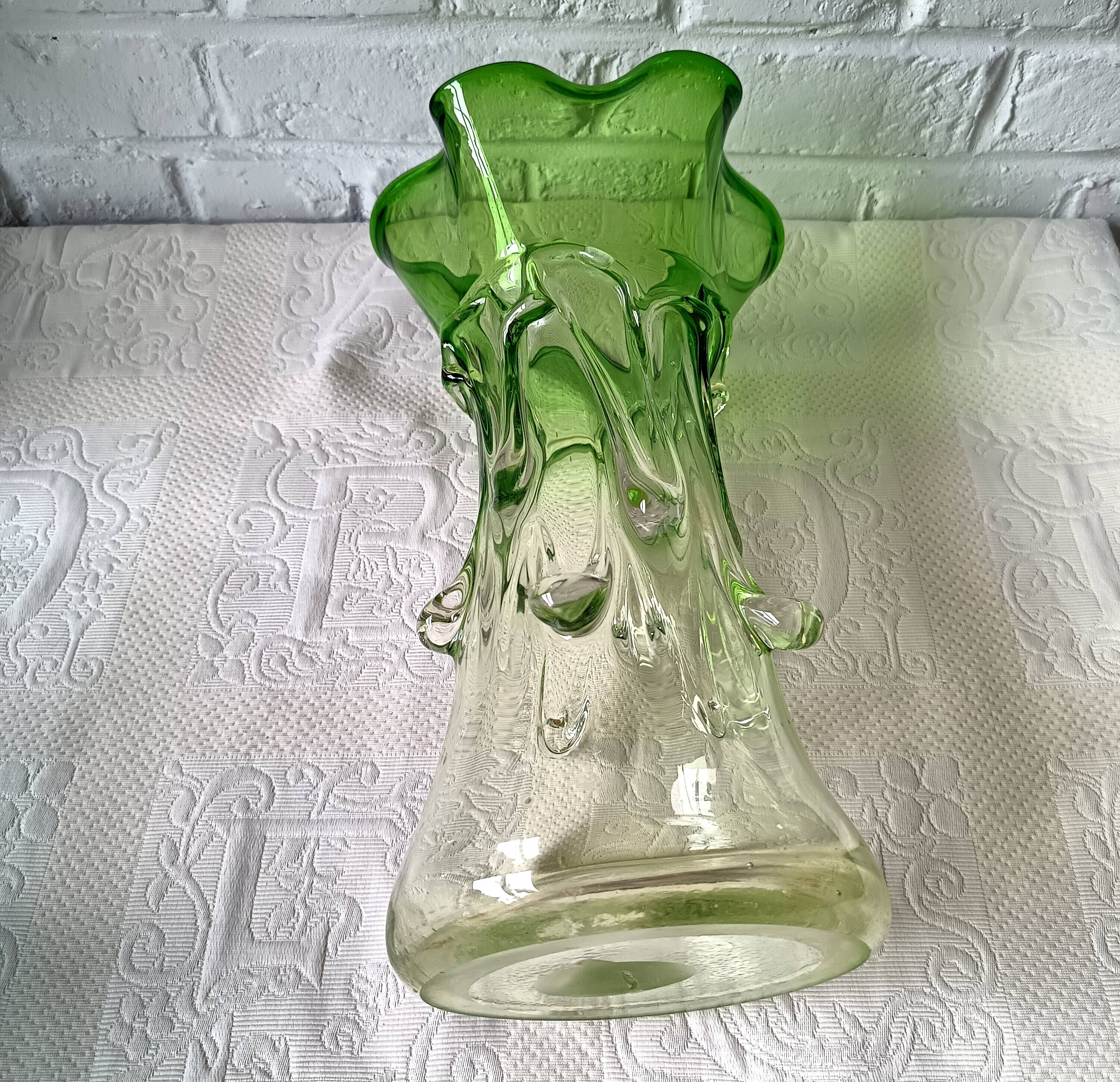 Grand vase verre vert vintage