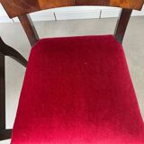 2 Art Deco chairs, red velvet and rosewood.