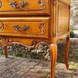Commode sauteuse esprit Louis XV 2 tiroirs merisier, années 60