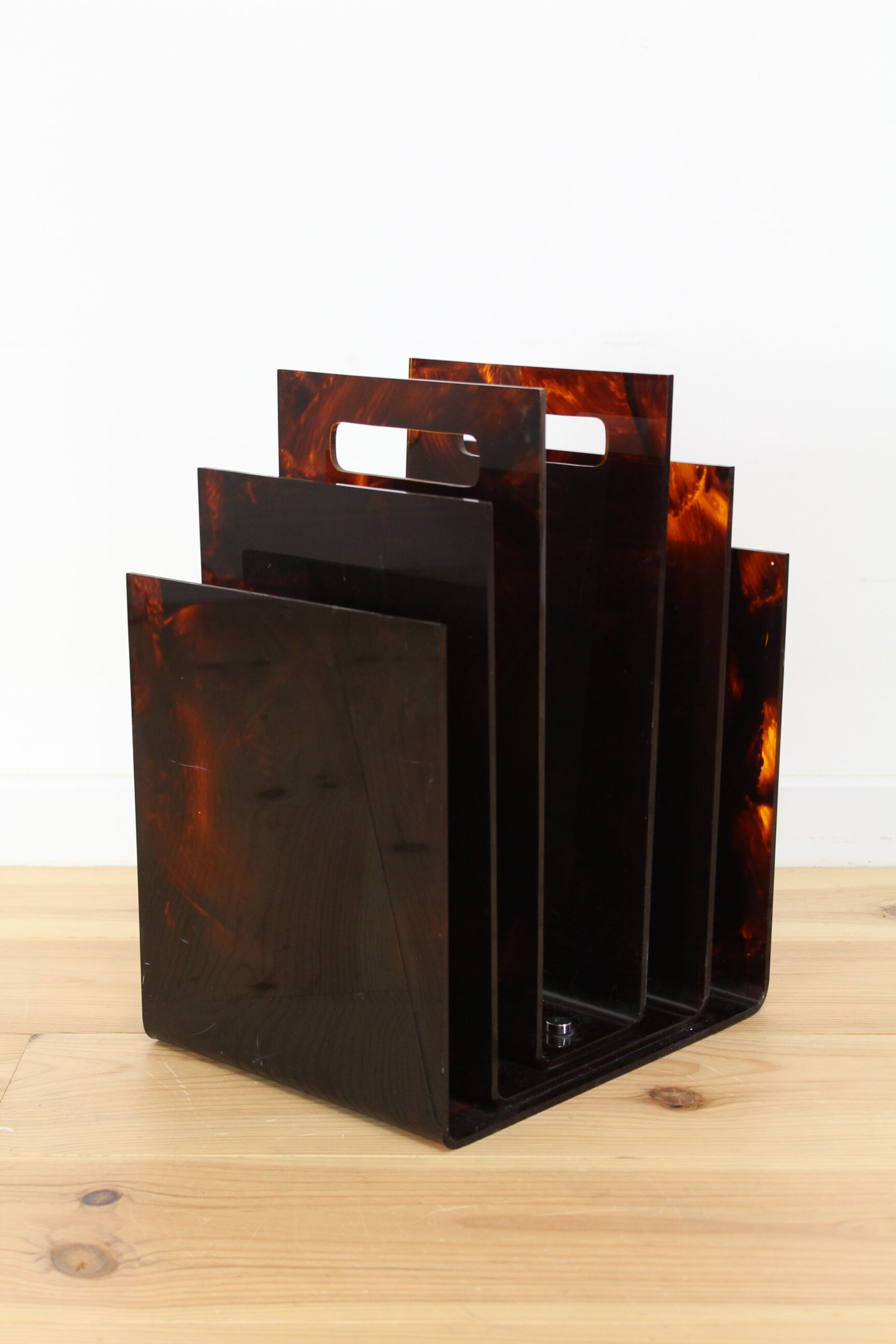 Maison Mercier plexiglas tortoiseshell magazine holder