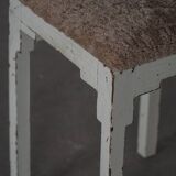 A pair of antique Danish stools, seats in lambswool, late 19th century.