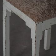 A pair of antique Danish stools, seats in lambswool, late 19th century.