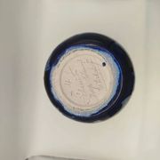 Vase grès d’Alsace Betschdorf bleu décor floral fait main vintage