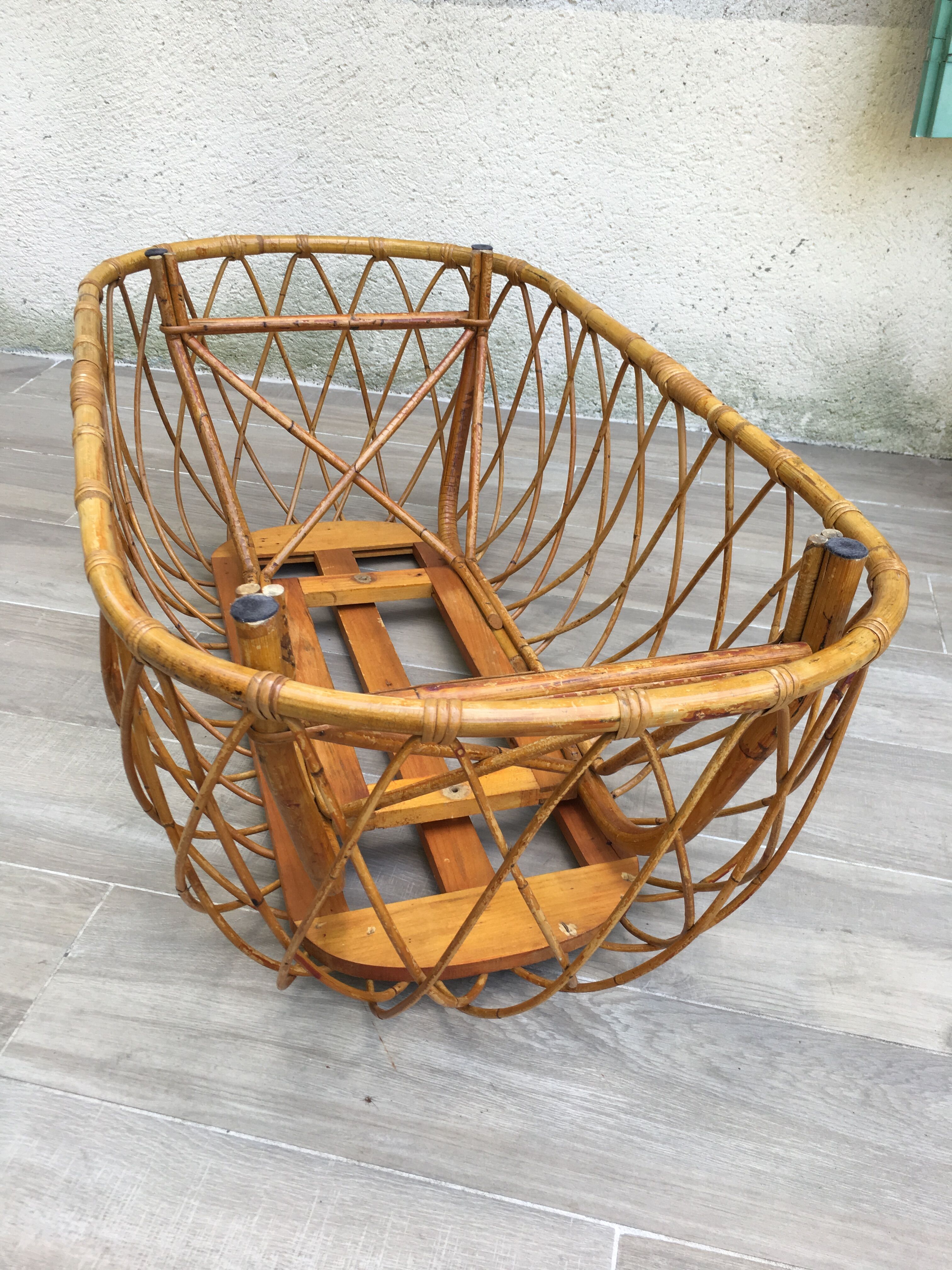 Vintage rattan cradle