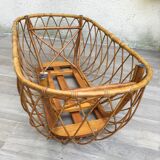 Vintage rattan cradle