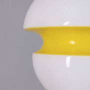 VINTAGE 1970S CHANDELIER IN WHITE AND YELLOW GLASS, ITALIAN DESIGN