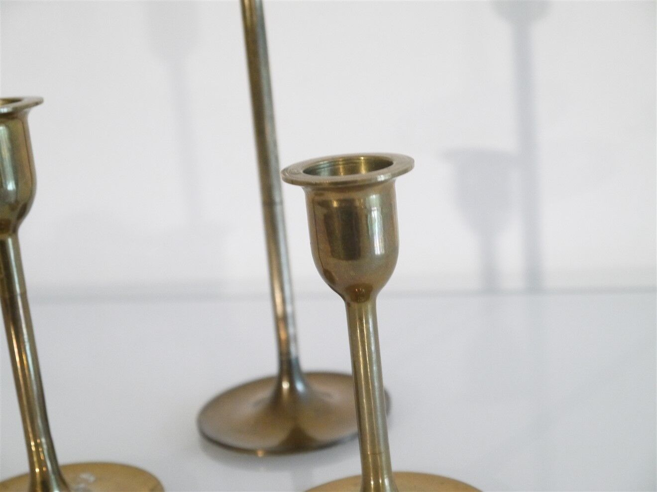 Set of 3 scandinavian brass candlesticks 1960