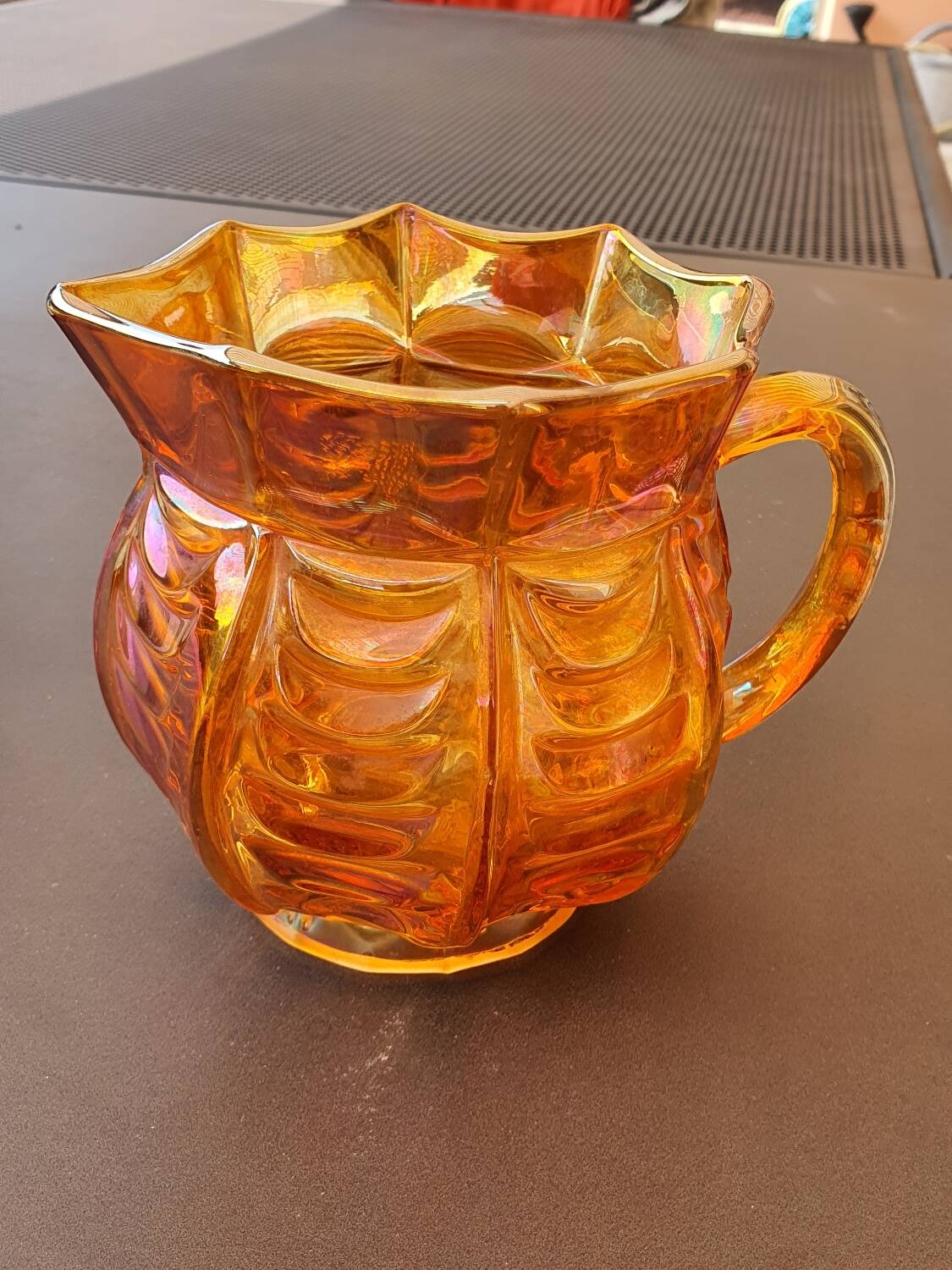 Iridescent glass jug