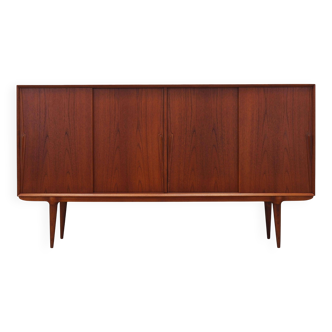 Buffet haut en teck, design danois, années 1970, fabriqué par Omann Jun