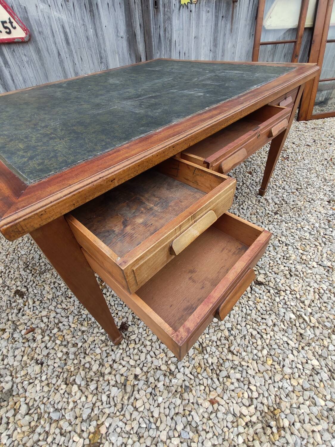 Vintage double-sided mahogany desk