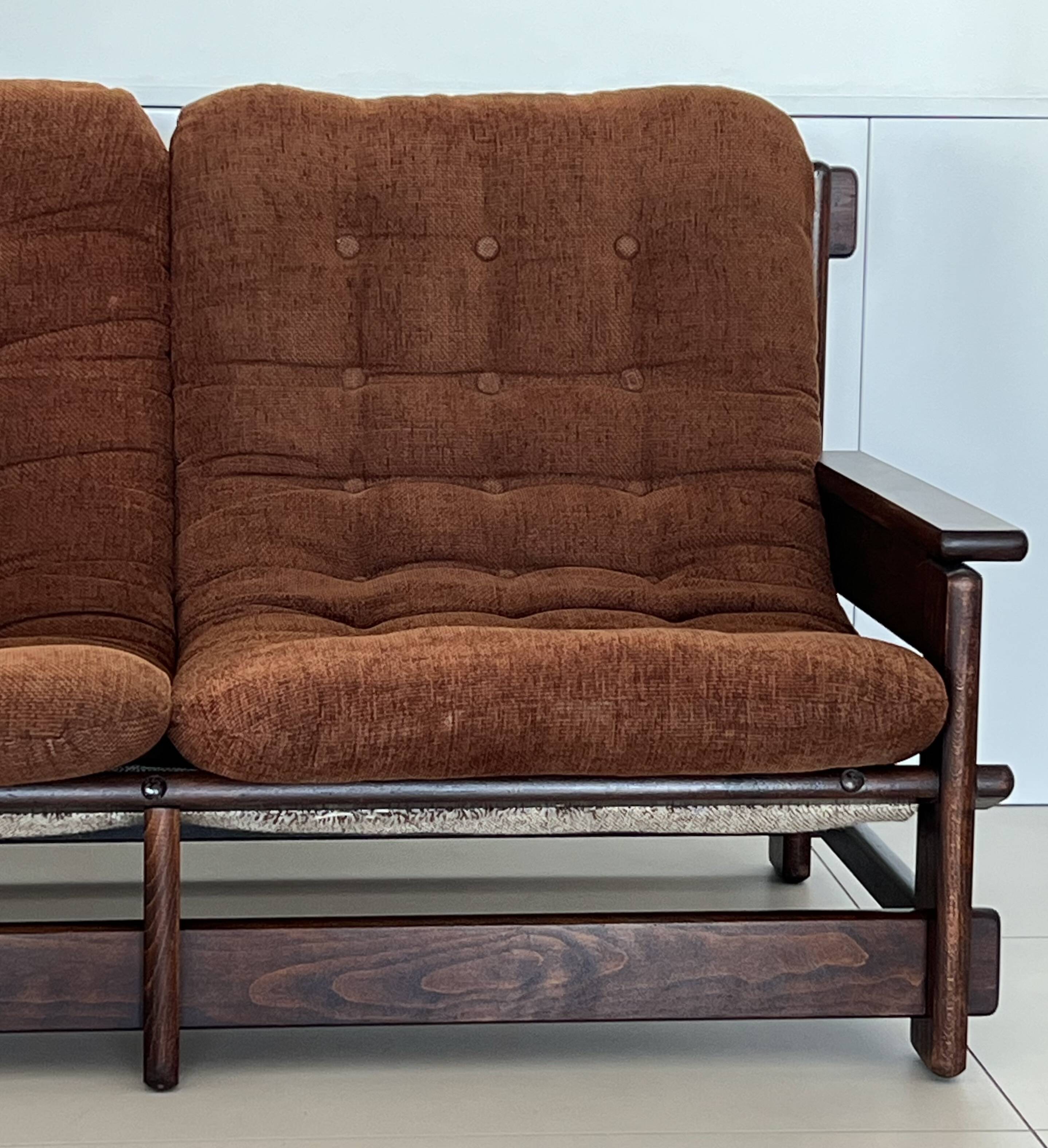 Scandinavian two-seater oak sofa, 1960s