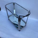 Romeo Rega Chrome Bar Cart Drinks Trolley Table Glass Hollywood Regency