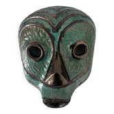 Glazed terracotta face mask tribal art 1980s