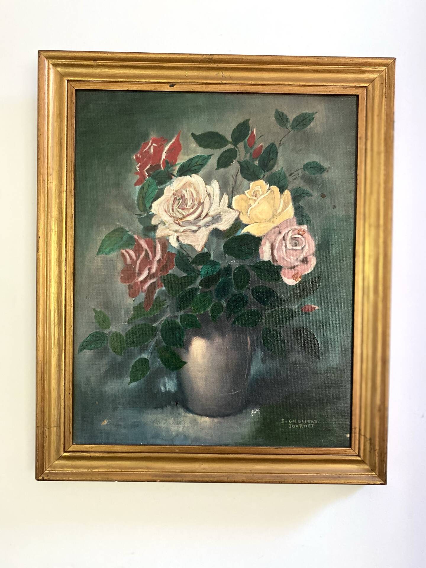 Old Painting "Still Life with Roses" – 1950