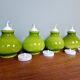 Vintage green opaline pendant light (4 available), 1960-70