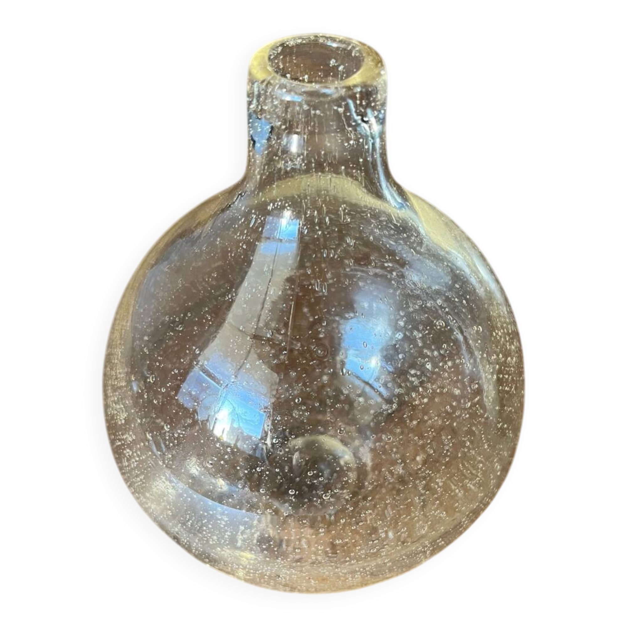 Petite Dame Jeanne en verre bullé transparent