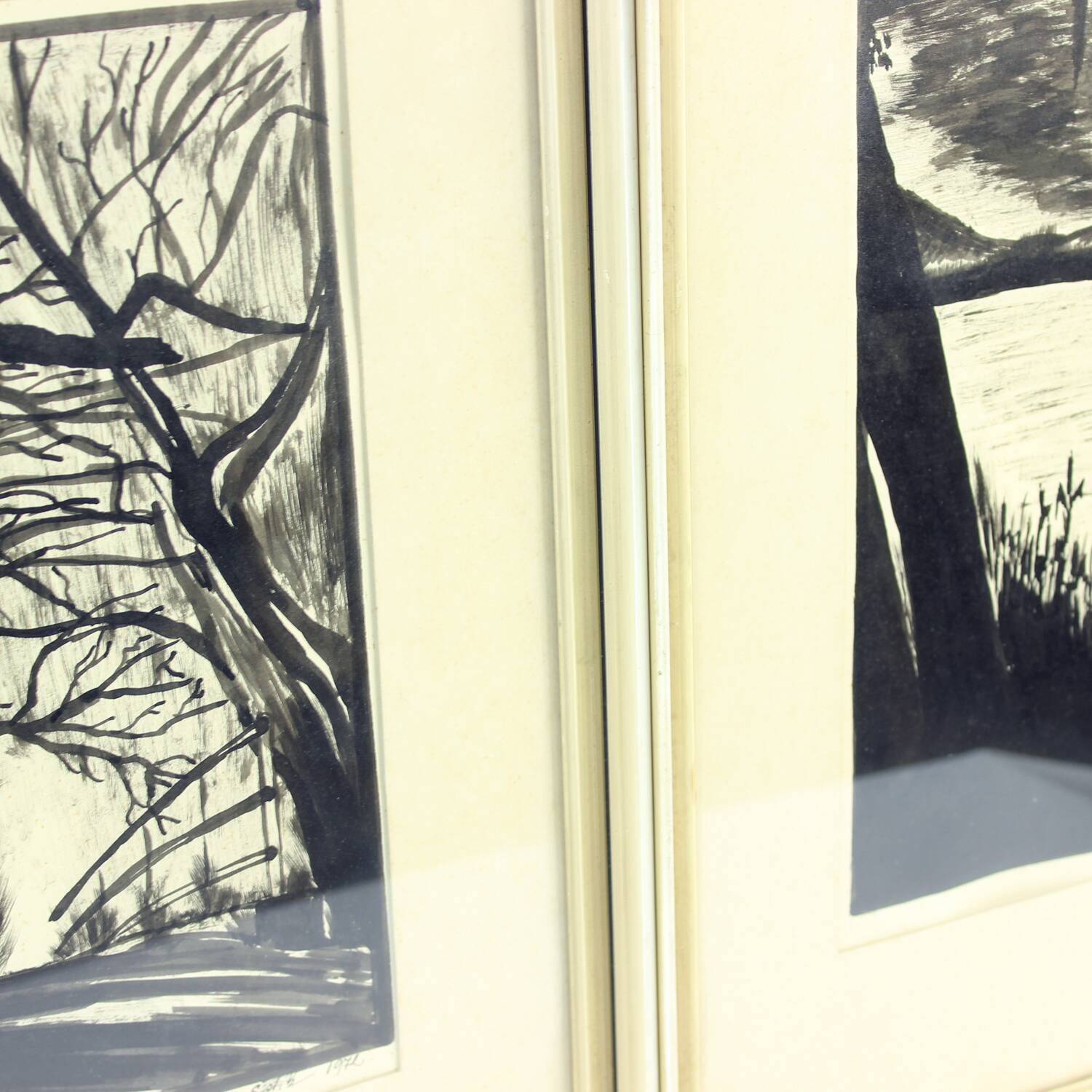 Ensemble de 2 peintures sur papier, signées Sestak 1972