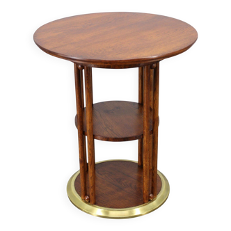 Vienna Secession coffee table in oak and brass, Czechoslovakia, 1920s.