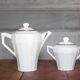 Art Deco porcelain teapot and its sugar bowl, porcelain coffee pot, kitchen.