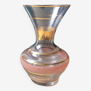 Pink granite vase with gold edging