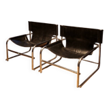 Pair of black leather armchairs T1 by Rodney Kinsman for Bieffeplast, 1967