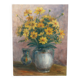 Still life with yellow flowers – oil on canvas signed H. Schramm – 46 x 3