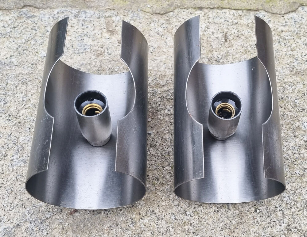 Pair of UFO wall lamps, brushed aluminum, vintage, 70s