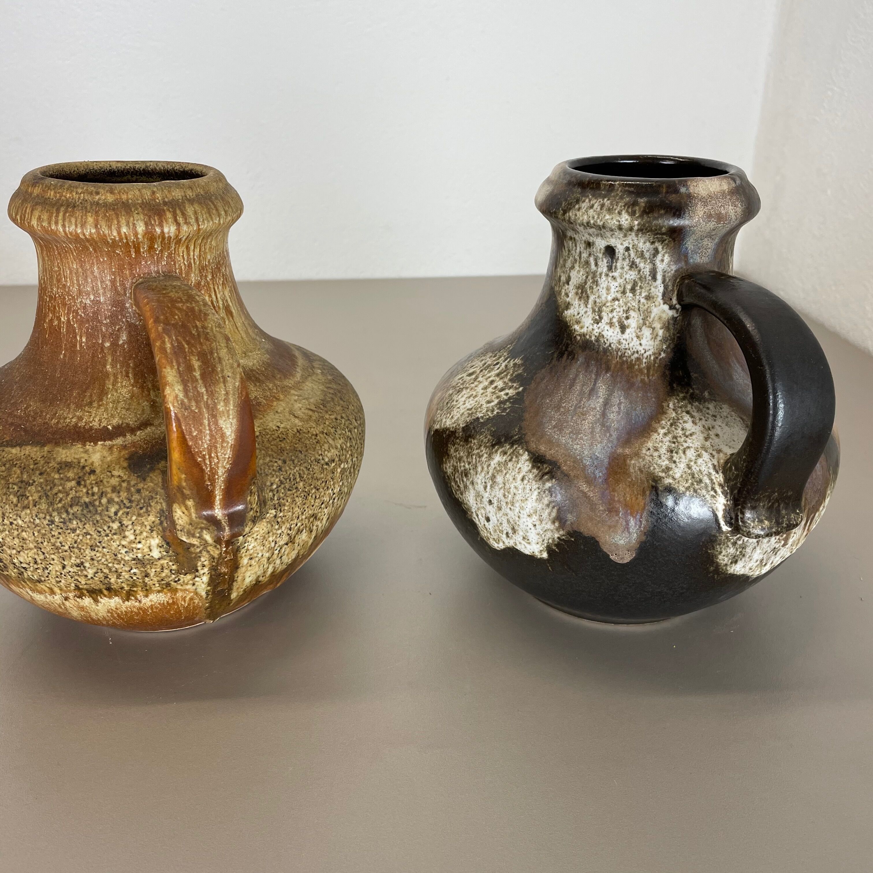 Set of Two Pottery Fat Lava Vases "Multi-Color" by Scheurich, Germany, 1970s