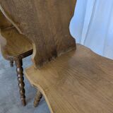 Set of 4 Vintage Tyrolean Heart Cutout Wooden Dining Chairs