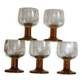 Vintage 70s glasses with amber block feet