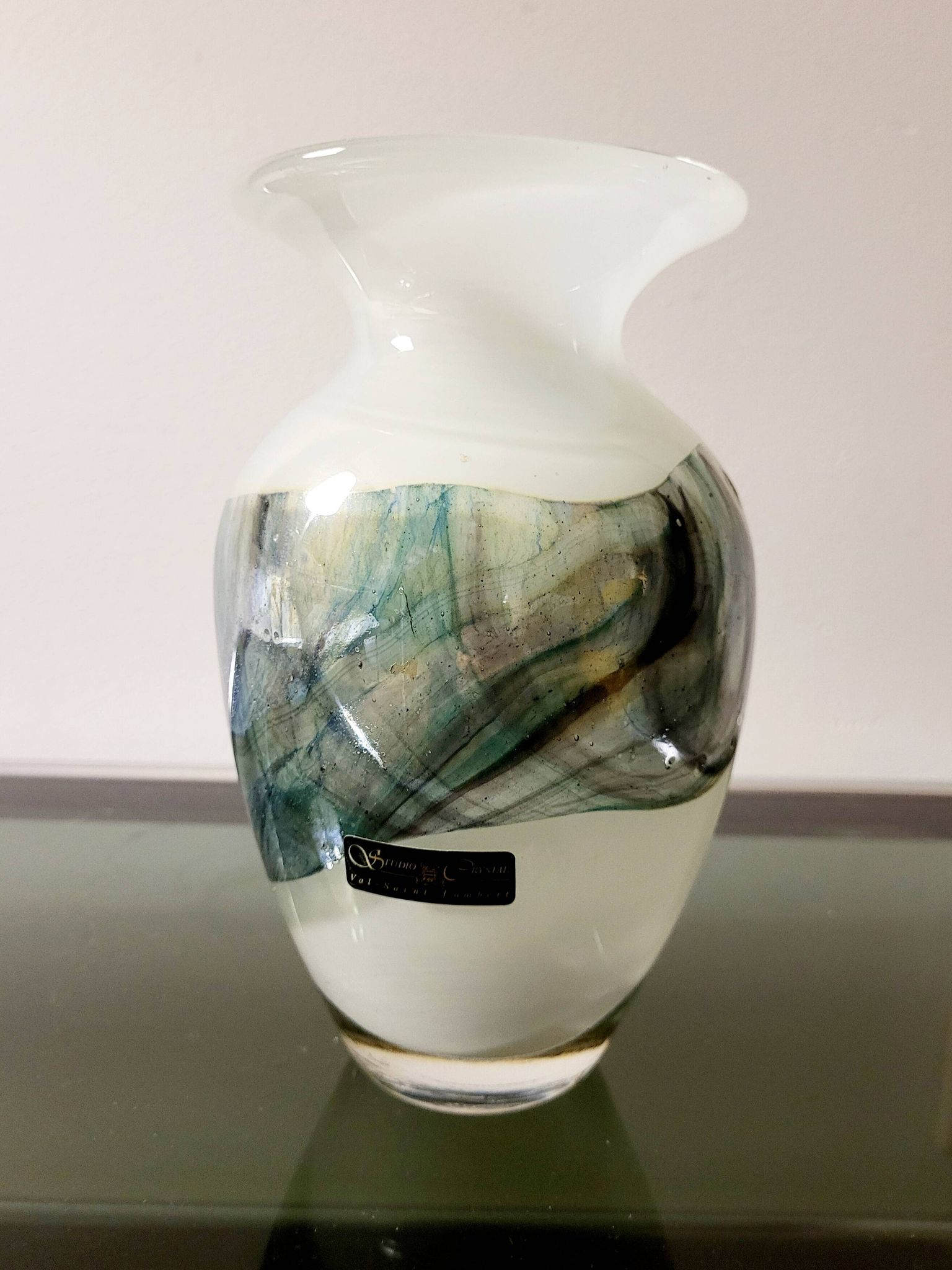 Vase en cristal Val Saint Lambert numéroté SK L 1992, Liège, années 1990