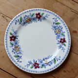 Vintage Gien earthenware flat plate with floral pattern on the border